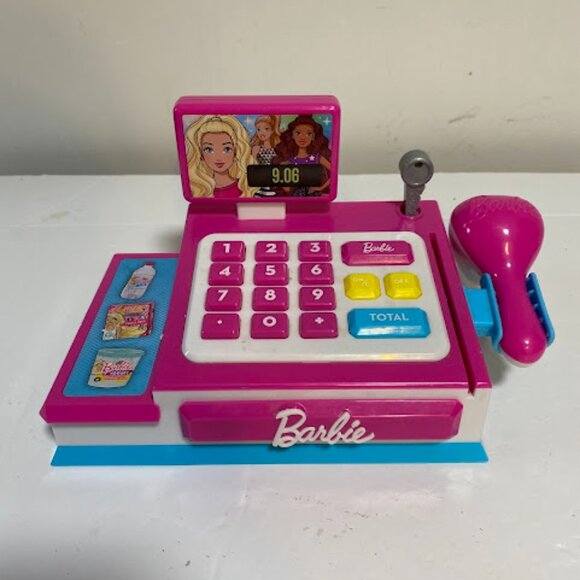Barbie Pink Blue Play Money Counter Scanner Sound Electronic Toy Cash Register - Picture 2 of 10